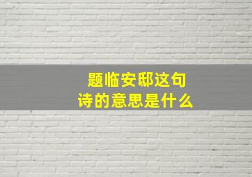 题临安邸这句诗的意思是什么