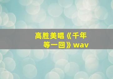 高胜美唱《千年等一回》wav