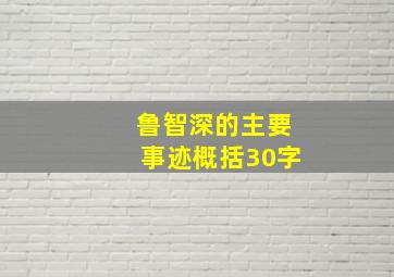 鲁智深的主要事迹概括30字