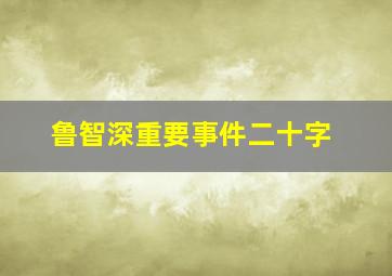 鲁智深重要事件二十字