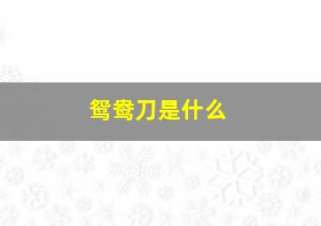 鸳鸯刀是什么