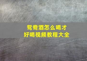 鸳鸯酒怎么喝才好喝视频教程大全