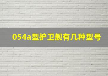 054a型护卫舰有几种型号