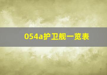 054a护卫舰一览表