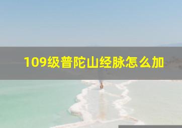 109级普陀山经脉怎么加