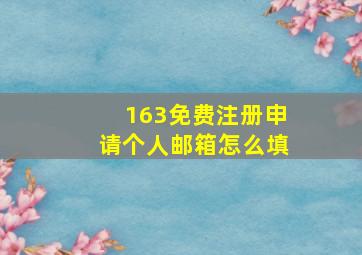 163免费注册申请个人邮箱怎么填