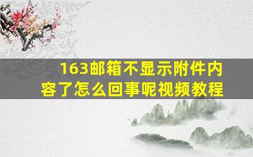 163邮箱不显示附件内容了怎么回事呢视频教程