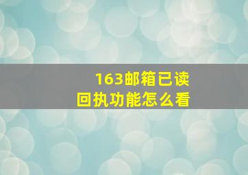 163邮箱已读回执功能怎么看