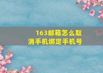 163邮箱怎么取消手机绑定手机号