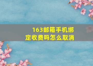 163邮箱手机绑定收费吗怎么取消