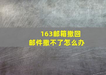 163邮箱撤回邮件撤不了怎么办