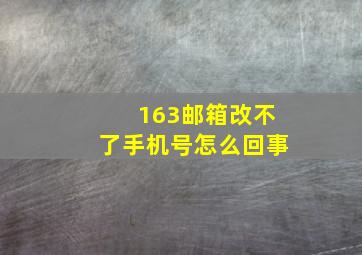 163邮箱改不了手机号怎么回事