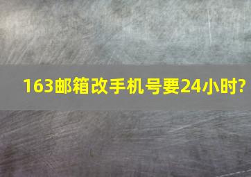 163邮箱改手机号要24小时?