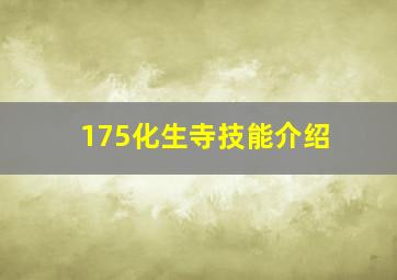 175化生寺技能介绍