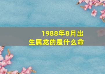 1988年8月出生属龙的是什么命