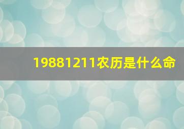 19881211农历是什么命