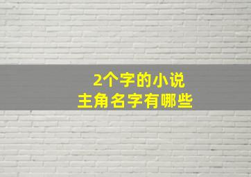 2个字的小说主角名字有哪些