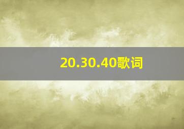 20.30.40歌词