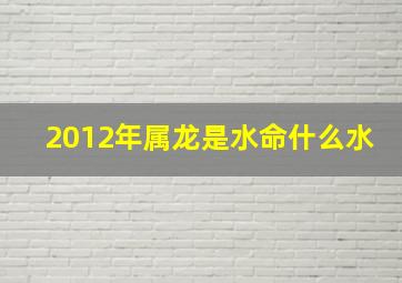 2012年属龙是水命什么水