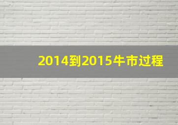 2014到2015牛市过程