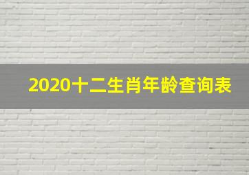 2020十二生肖年龄查询表