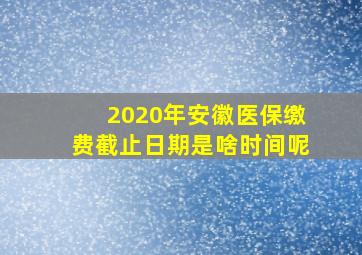 2020年安徽医保缴费截止日期是啥时间呢