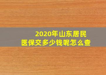 2020年山东居民医保交多少钱呢怎么查