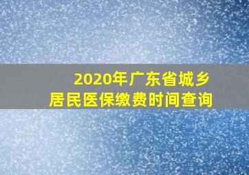 2020年广东省城乡居民医保缴费时间查询