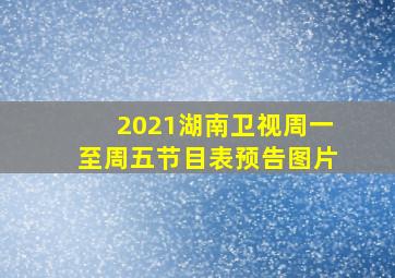 2021湖南卫视周一至周五节目表预告图片