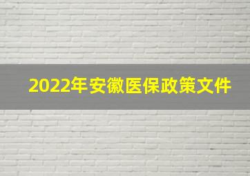 2022年安徽医保政策文件