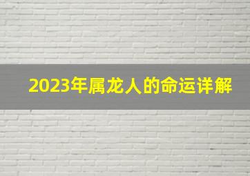 2023年属龙人的命运详解