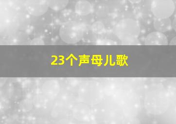 23个声母儿歌