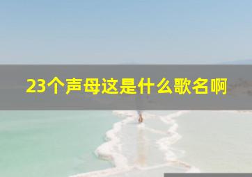 23个声母这是什么歌名啊