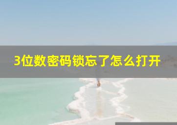 3位数密码锁忘了怎么打开