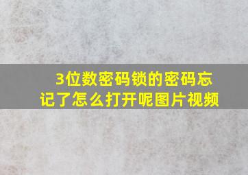 3位数密码锁的密码忘记了怎么打开呢图片视频