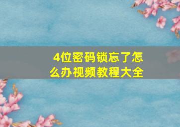 4位密码锁忘了怎么办视频教程大全