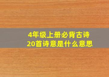 4年级上册必背古诗20首诗意是什么意思