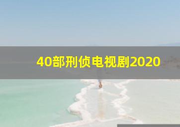 40部刑侦电视剧2020