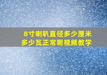 8寸喇叭直径多少厘米多少瓦正常呢视频教学