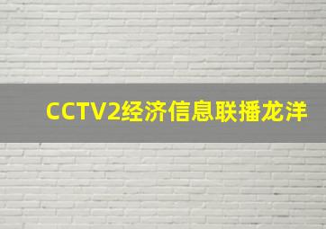 CCTV2经济信息联播龙洋