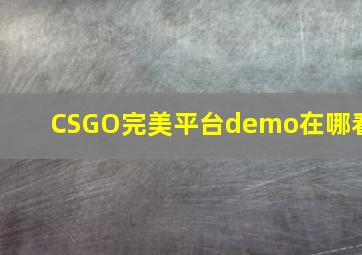 CSGO完美平台demo在哪看