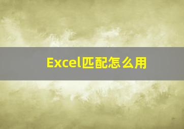 Excel匹配怎么用