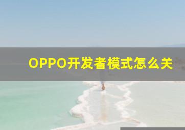 OPPO开发者模式怎么关