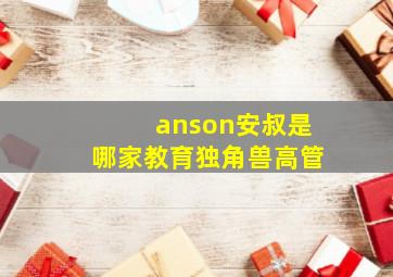 anson安叔是哪家教育独角兽高管