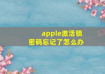 apple激活锁密码忘记了怎么办