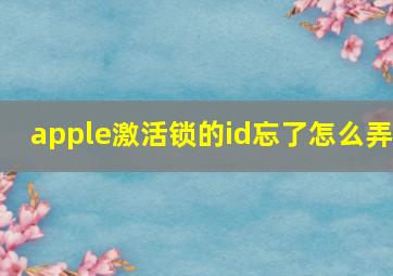 apple激活锁的id忘了怎么弄