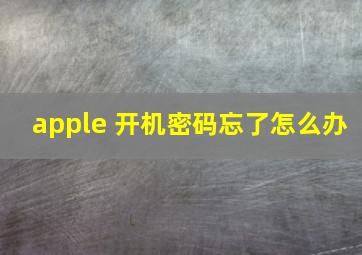 apple 开机密码忘了怎么办