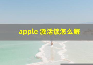 apple 激活锁怎么解