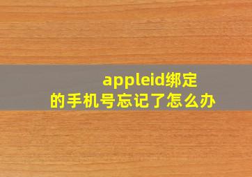 appleid绑定的手机号忘记了怎么办