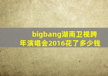 bigbang湖南卫视跨年演唱会2016花了多少钱